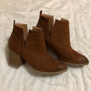 Faux Suede Slit Brown Booties